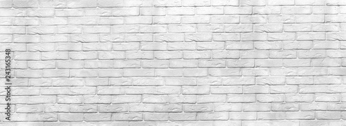 Black and white old brick wall  panoramic background. Office design  backdrop