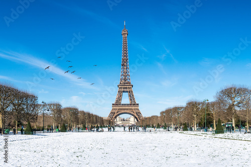Fototapeta Naklejka Na Ścianę i Meble -  Eiffelturm im Winter, Paris, Frankreich