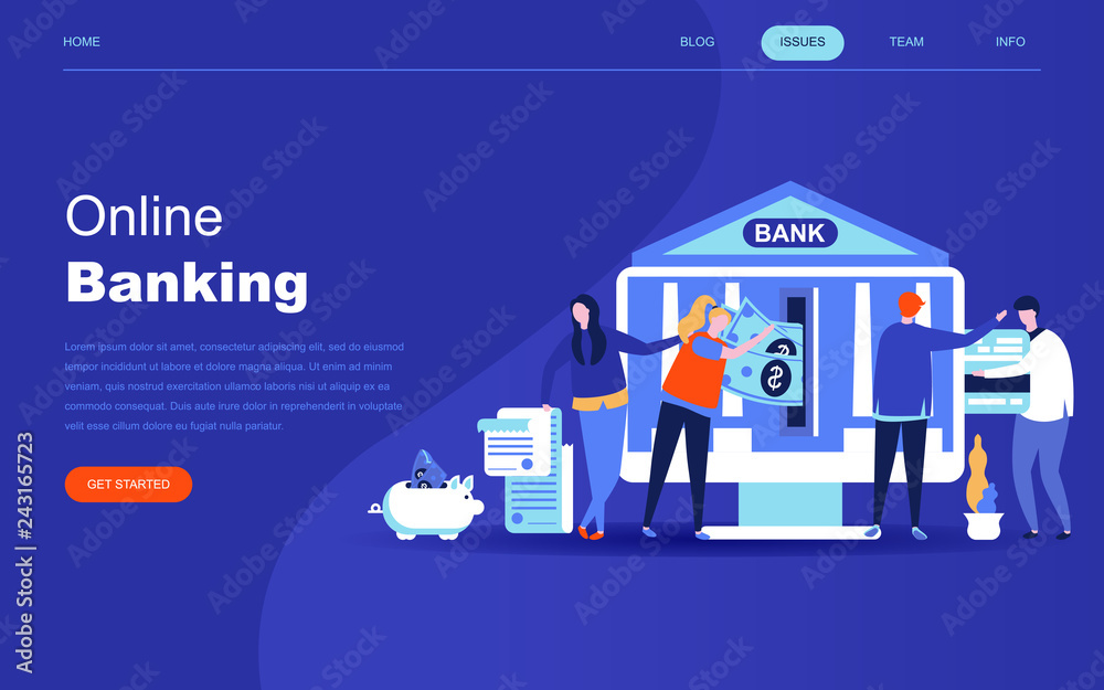 Modern flat design concept of Online Banking for website and mobile website development. Landing page template. Electronic bank payment or customer support. Vector illustration. Modern flat design concept of Online Banking for website and mobile website development. Landing page template. Electronic bank payment or customer support. Vector illustration.