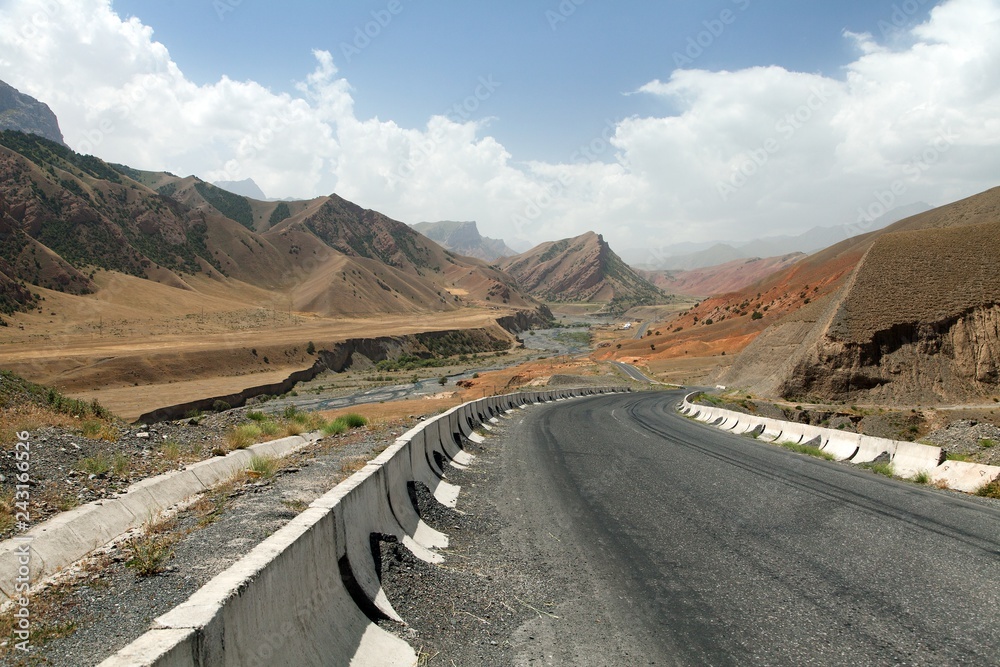 Pamir highway or pamirskij trakt in Kyrgyzstan