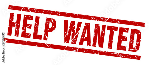 square grunge red help wanted stamp