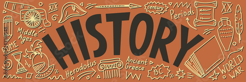 History doodles with lettering. 