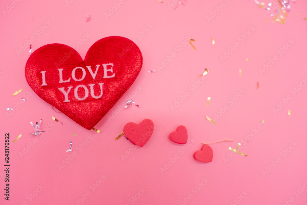 Valentine's day red hearts. Happy Valentine's day red hearts on pink background