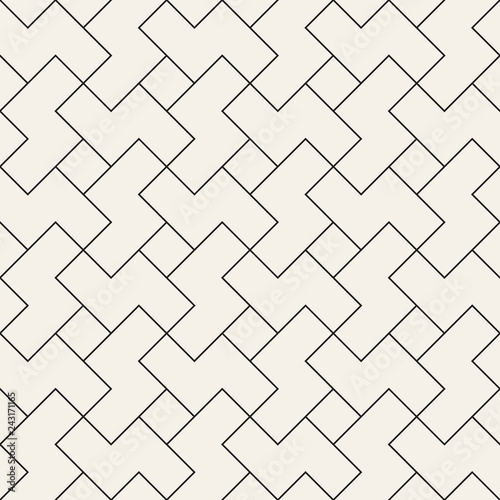 Vector seamless geometric tiling pattern. Simple abstract lines lattice. Repeating intersecting elements background design.