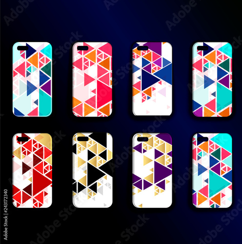 The collection of stylish mobile phone case designs - geometry style. Beautif...