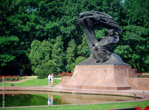 Warszawa, Poland - June, 2005: Lazienki Park, Chopin monument,