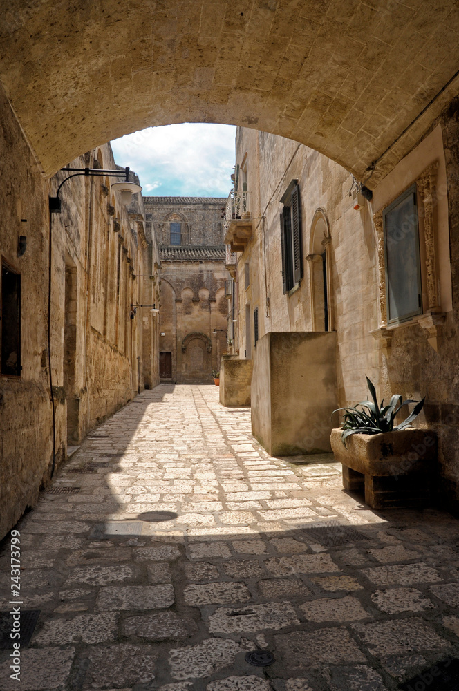 characteristic alley in the city of Matera.