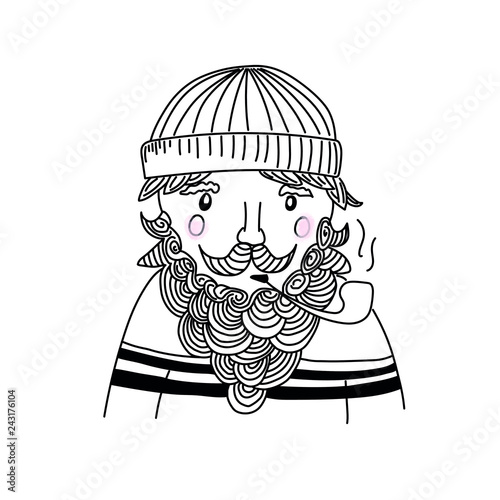 Illustration Captain Kapitän handdrawn sailor