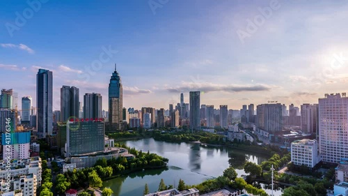 Time lapse of aerial view of wuhan city ,China photo