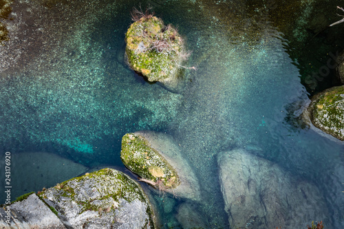 view from above on ponte del diavolo on natisone river, cividale de friuli, italy