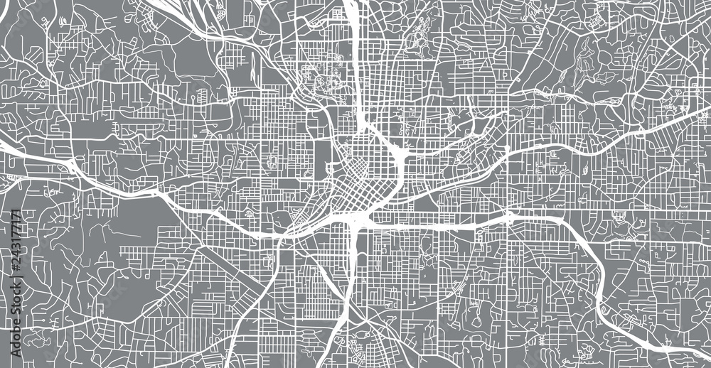 Urban vector city map of Atlanta, Georgia, United States of America