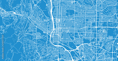 Urban vector city map of Colorado Springs, Colorado, United States of America
