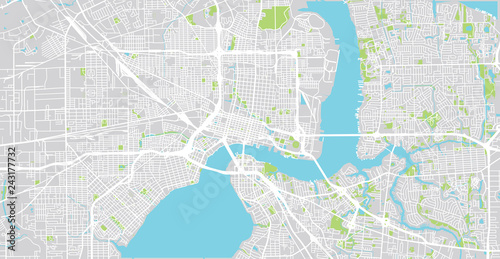 Urban vector city map of Jacksonville  Florida  United States of America