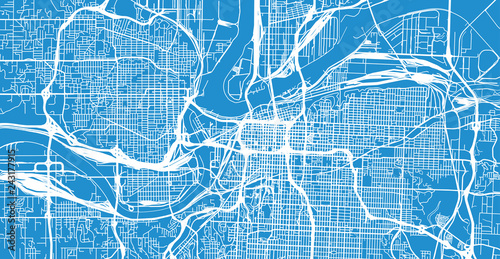 Urban vector city map of Kansas City, Missouri, United States of America