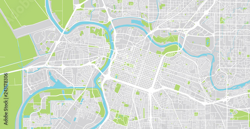 Urban vector city map of Sacramento, California, United States of America