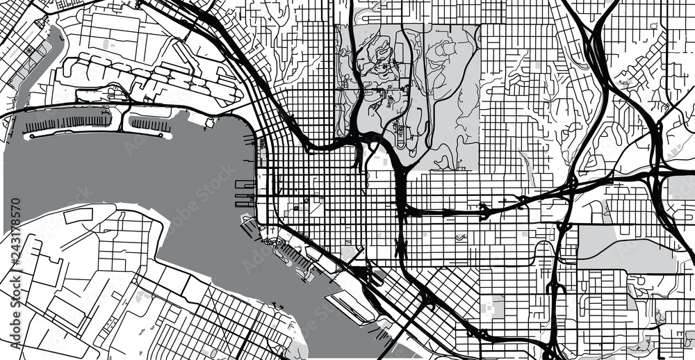 Naklejka premium Urban vector city map of San Diego, California, United States of America