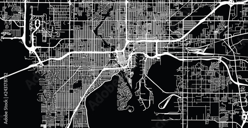 Urban vector city map of Tampa, Florida, United States of America