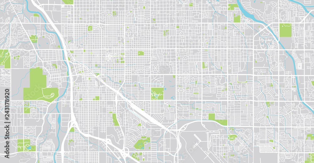 Urban vector city map of Tucson, Arizona, United States of America