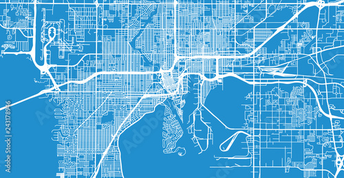 Urban vector city map of Tampa, Florida, United States of America