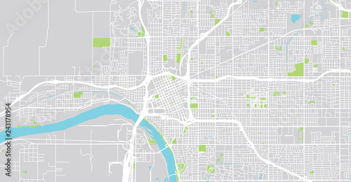 Urban vector city map of Tulsa, Oaklahoma, United States of America