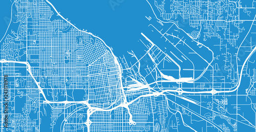 Urban vector city map of Tacoma, Washington, United States of America
