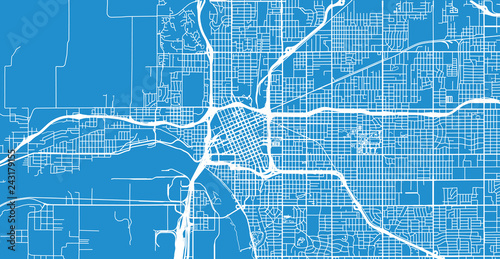 Urban vector city map of Tulsa, Oaklahoma, United States of America