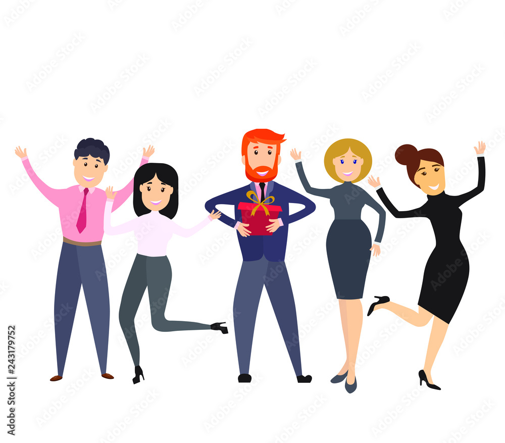Fototapeta premium Happy office workers vector illustration 