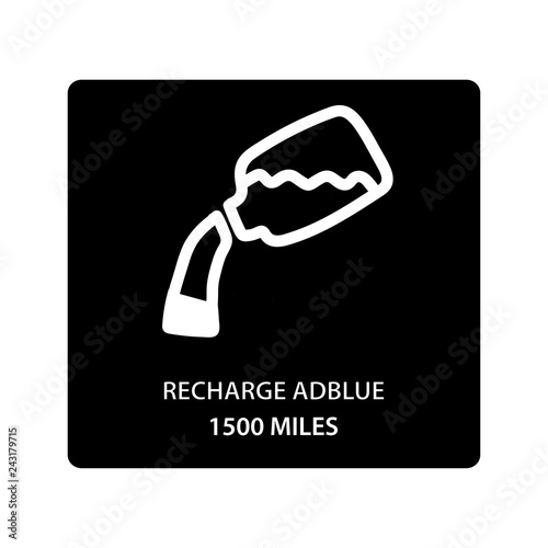 warning dashboard car icon, recharge adblue 1500 miles