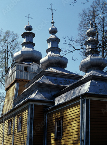 Orthodox wooden church in Wysowa, Beskid Niski, Poland photo