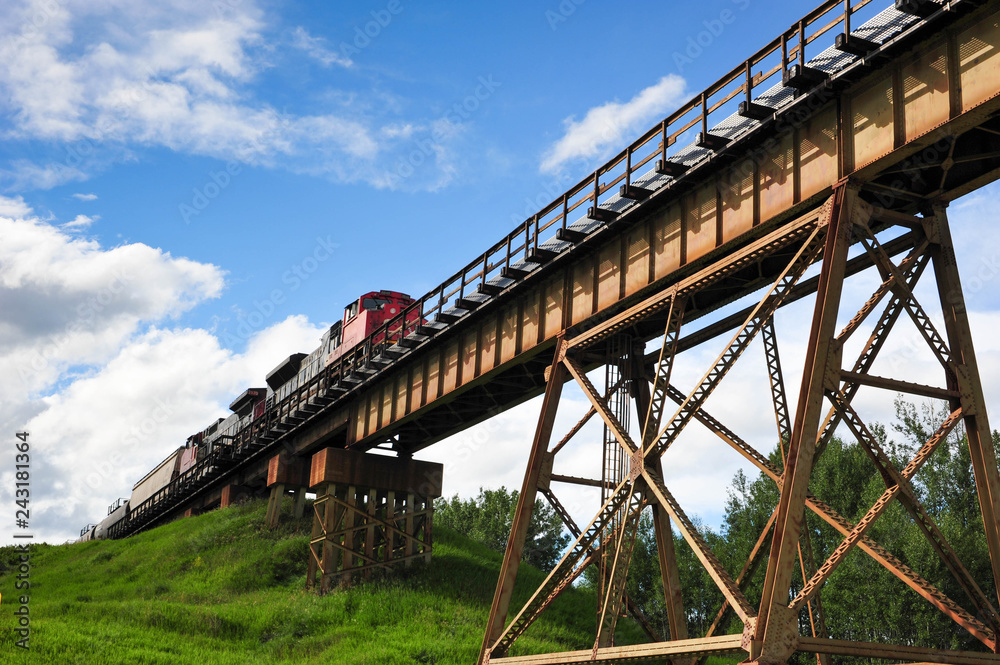 Train over Bridge expansion near Entwistle Alberta