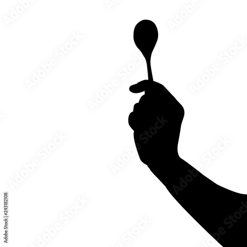 spoon in hand silhouette vector illustration, tablespoon