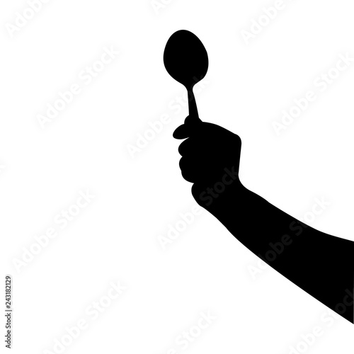 spoon in hand silhouette vector illustration, tablespoon