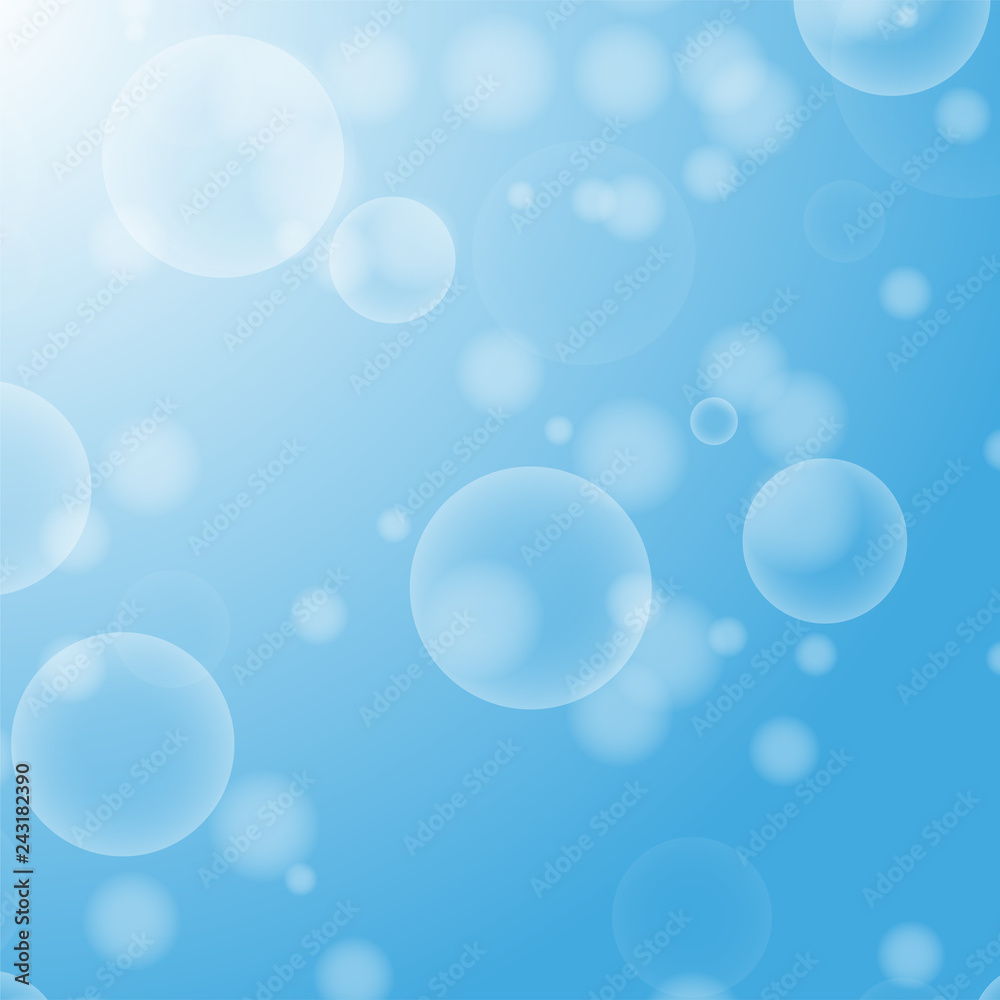 Light blue abstract background with a bokeh in the form of circles. Underwater world with air bubbles. Vector illustration. Light blue abstract background with a bokeh in the form of circles. Underwater world with air bubbles. Vector illustration.