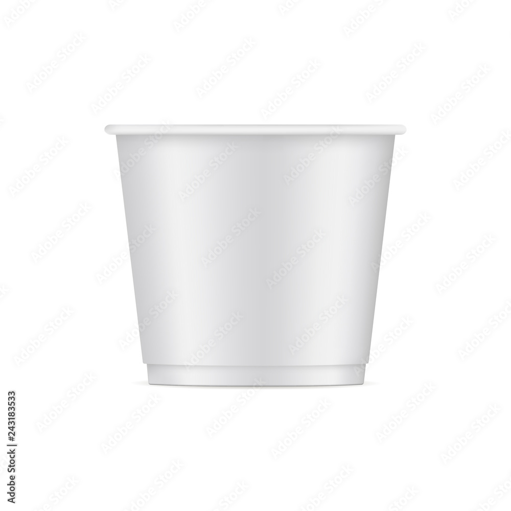 Paper ice cream cup mockup isolated on white background. Vector illustration