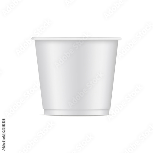 Paper ice cream cup mockup isolated on white background. Vector illustration
