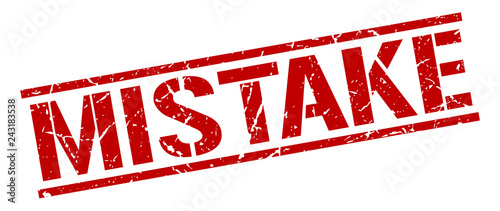 mistake red grunge square vintage rubber stamp