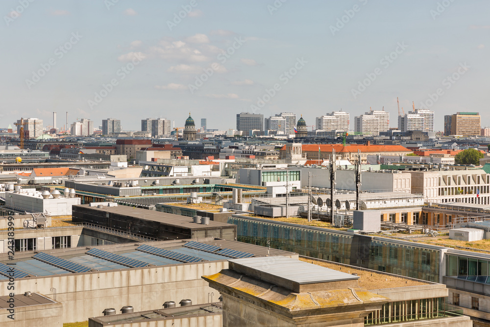 Berlin cityscape from Reichstag roof, Germany.