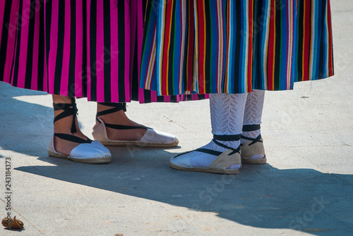 Esparteñas, crochet and reckel socks, typical women's dress, for the spring festivities of Murcia. Spain photo