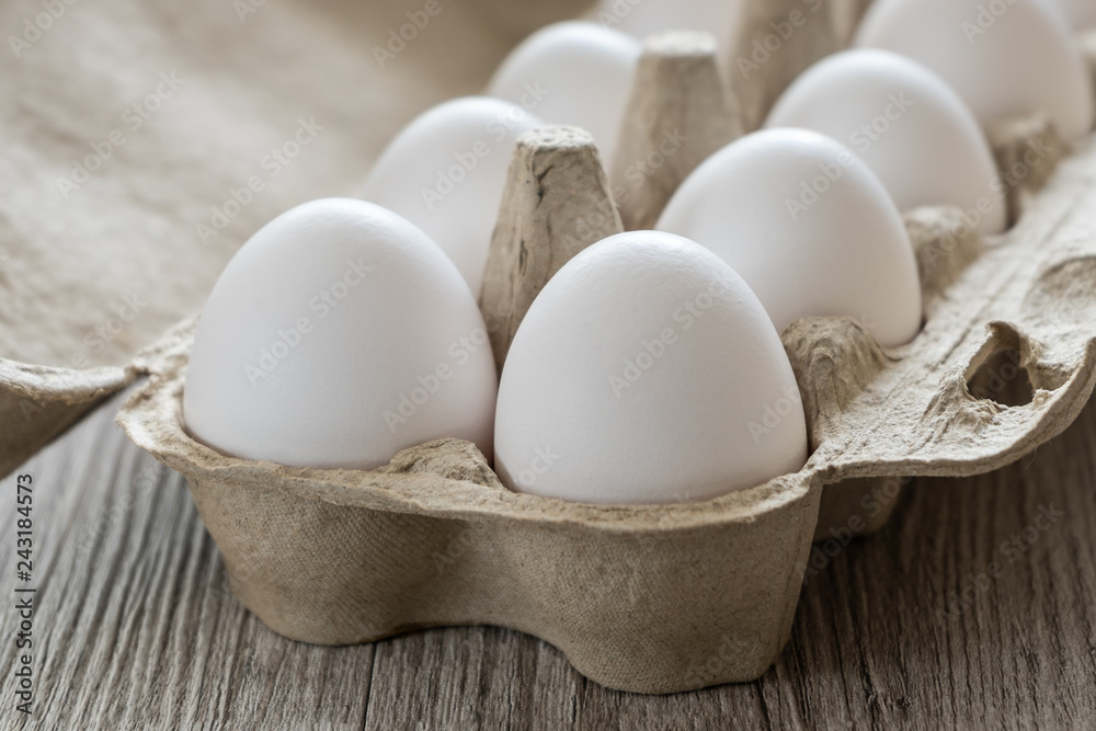 White chicken eggs close up. White chicken eggs close up.