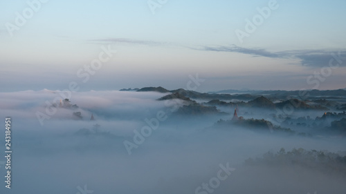Sea of fog over Mrauk U