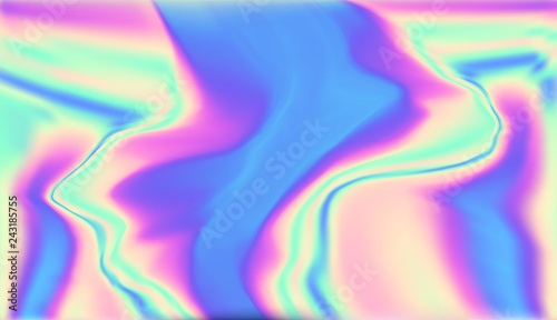 Fluid gradient background design. Futuristic liquid abstract colorful wallpaper.Holographic texture in blue pink green colors . Holographic color wrinkled foil. Holographic rainbow foil abstract photo