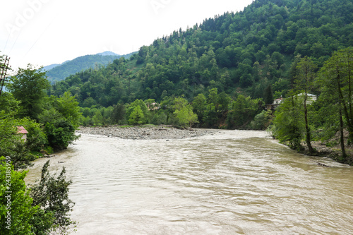 View of the Acharistskali river in Caucasus mountains, Adjara, Georgia photo