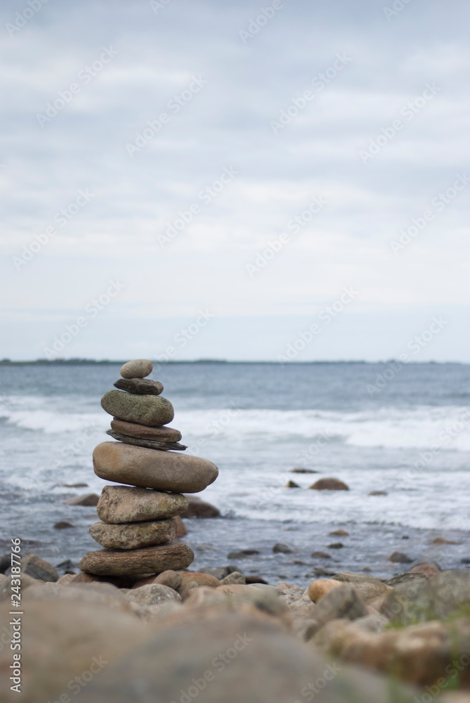 Fototapeta premium stack of stones on the beach