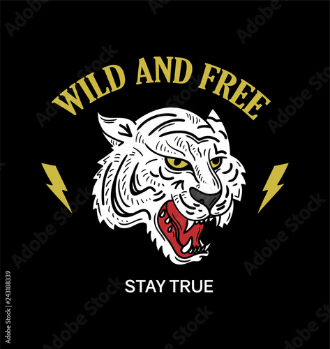 Tiger trendy phrase print 