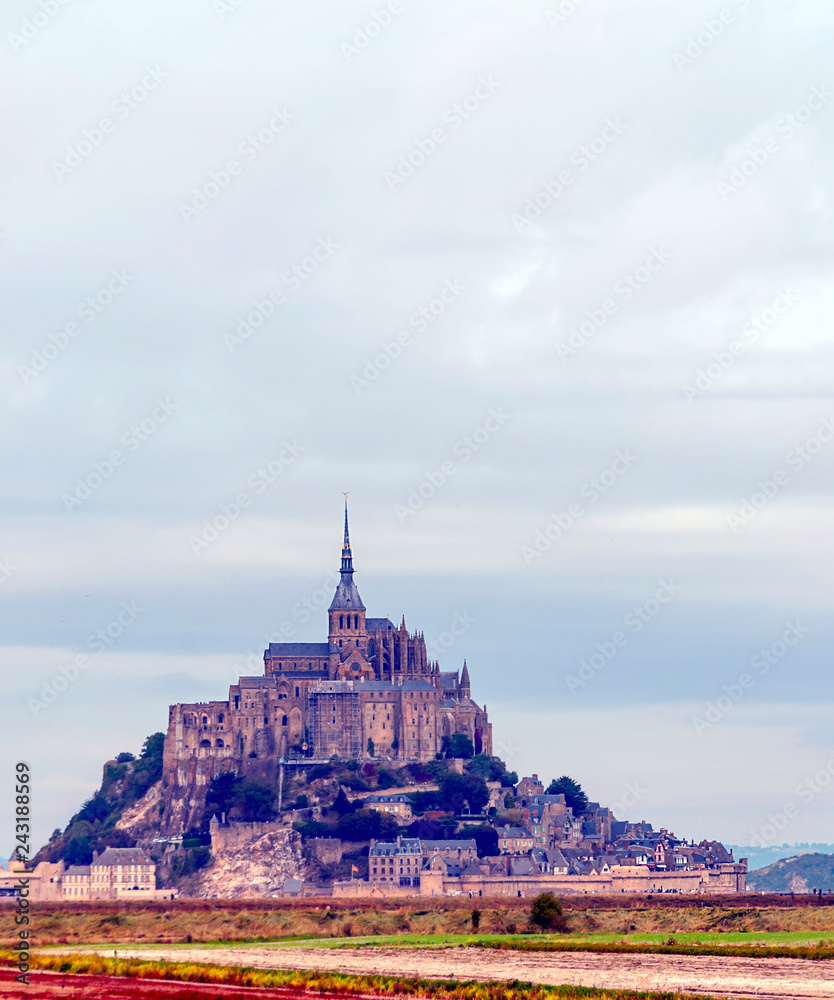 Monte Sant Michael in the Normandy region in the French Brittany on a cloudy day