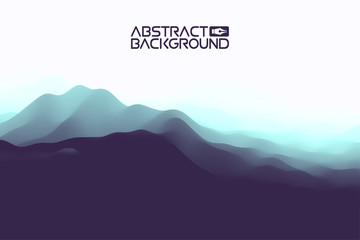 Leinwandbilder Aubergine 3D landscape Abstract blue Background. Blue Gradient Vector Illustration.Computer Art Design Template. Landscape with Mountain Peaks  © RDVector
