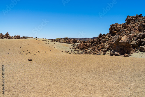 The lava fields of Las Canadas caldera of Teide volcano. Viewpoint: Minas de San Jose. Tenerife. Canary Islands. Spain. photo