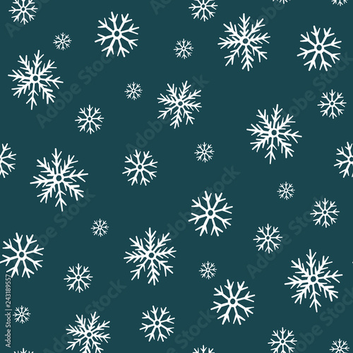 Winter Wonderland Christmas Snowflakes Seamless Pattern