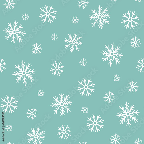 Winter Wonderland Christmas Snowflakes Seamless Pattern