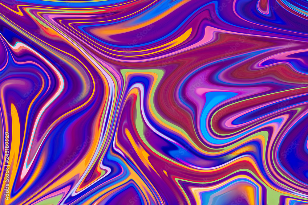 Liquify Abstract Pattern With Multicolor Art Form. Digital Background With Liquifying Flow.